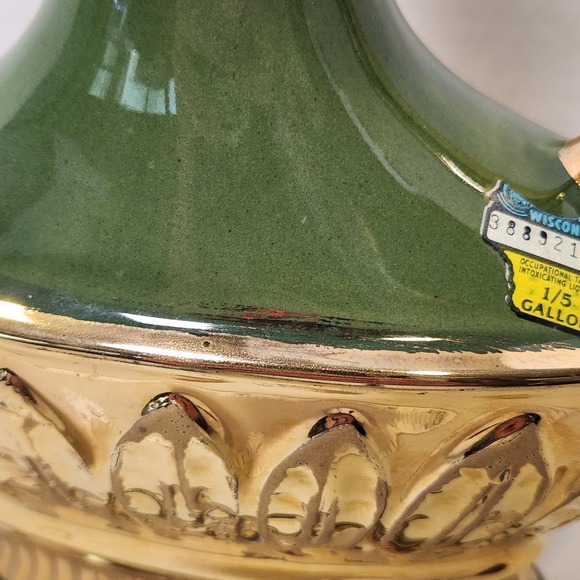 VTG 1967 Jim Beam Whiskey Decanter The Executive Series‎ Weeping Gold Green - Picture 10 of 11